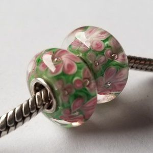 2pcs 925 Sterling Silver Single Core Euro Charm Bead Pair